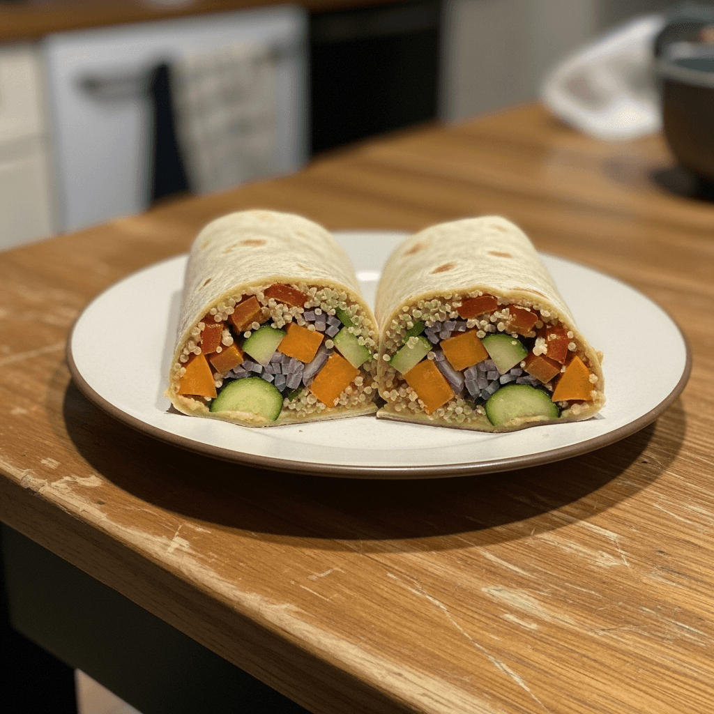 Vibrant Roasted Veggie and Quinoa Wrap